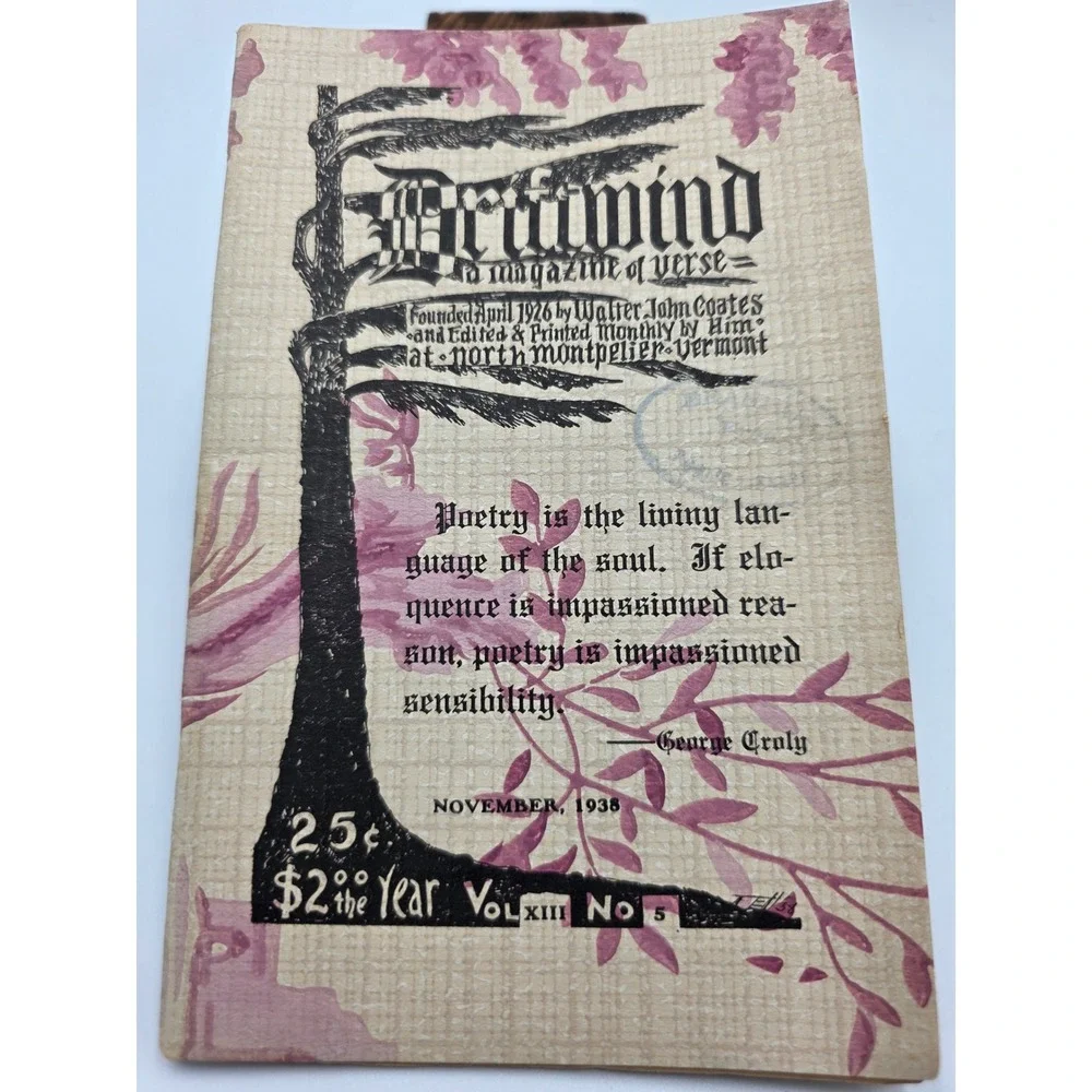 Vintage Driftwind Poetry Magazine November 1938 Vol XIII No 5 Vermont Press